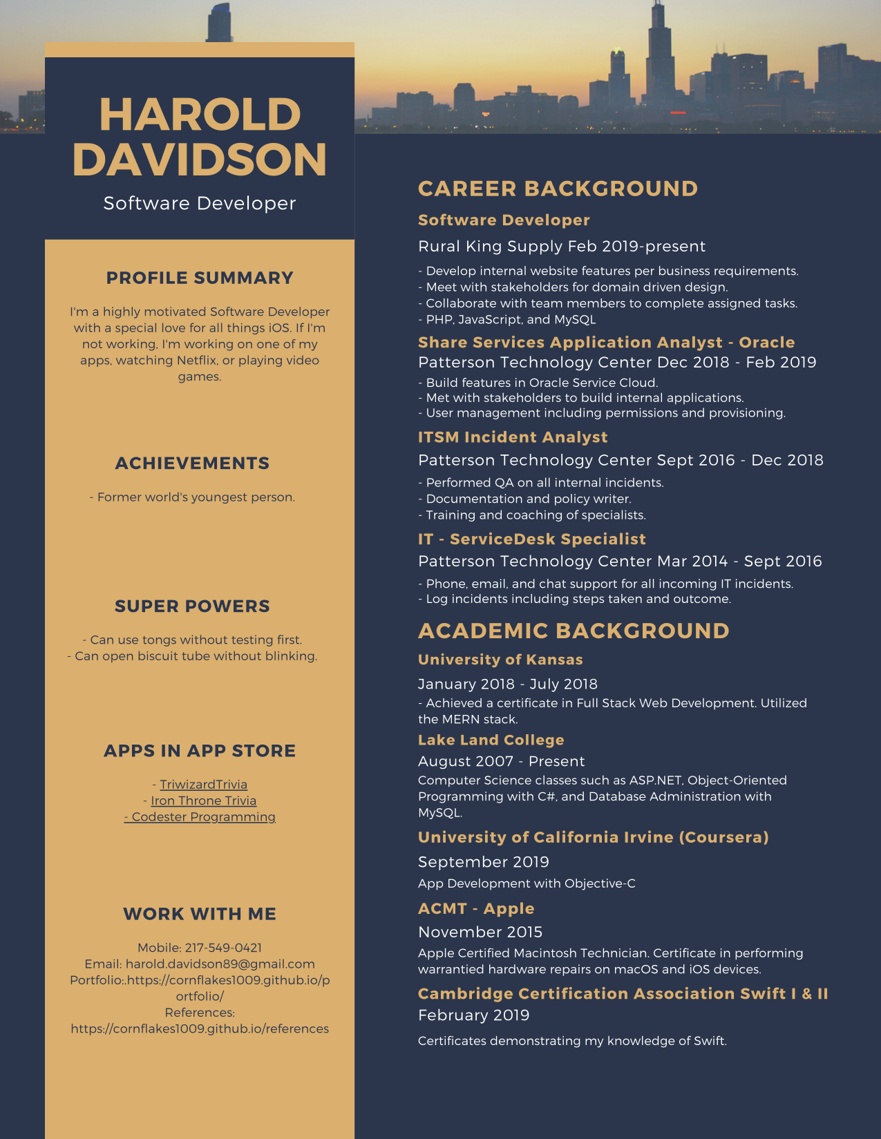 Harold Davidson Resume